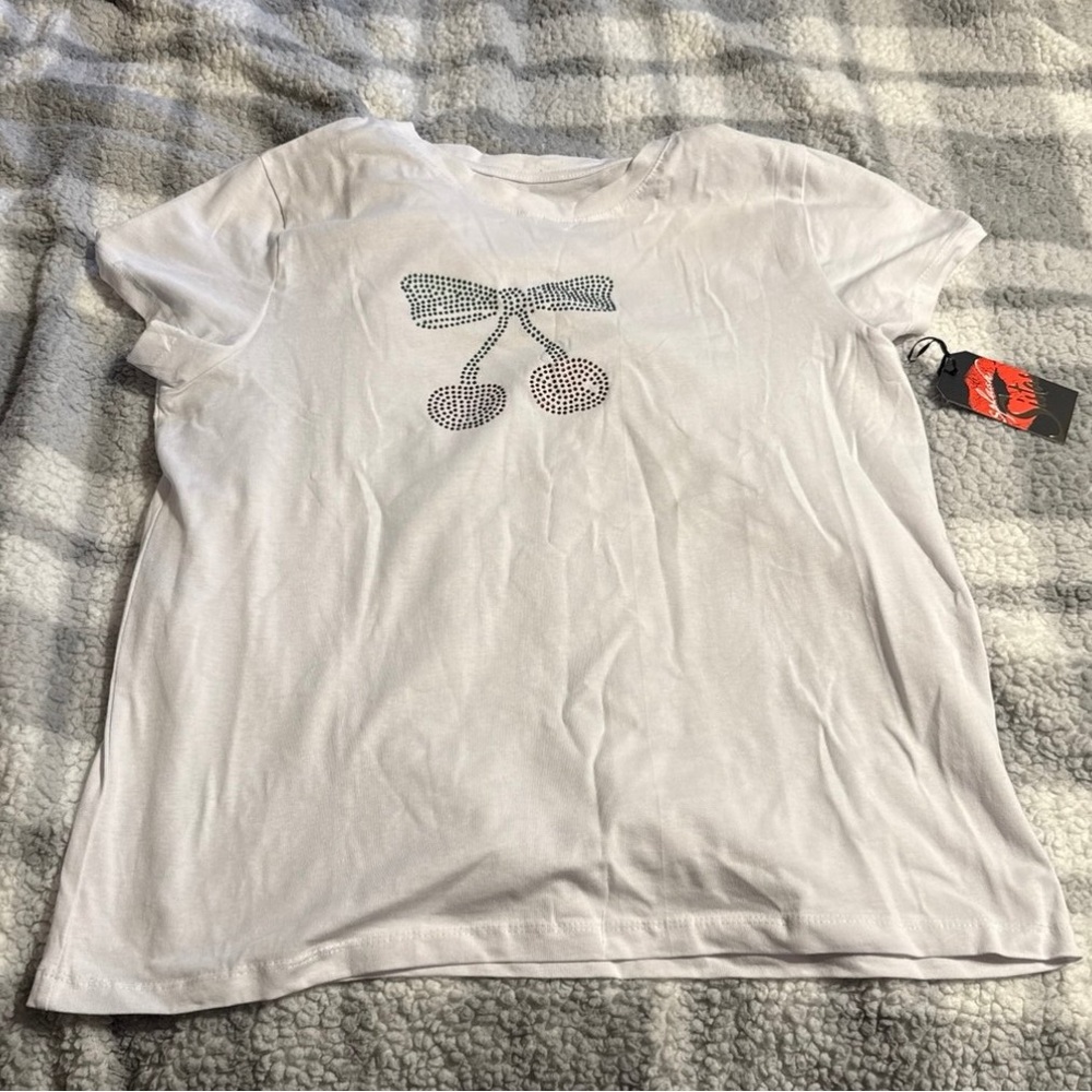 White T-Shirt with Cherry Design